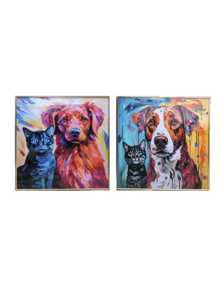 Cadre Home ESPRIT Moderne Chien 80 x 3,5 x 80 cm (2 Unités)