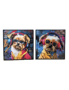 Cadre Home ESPRIT Moderne Chien 50 x 3,5 x 50 cm (2 Unités)