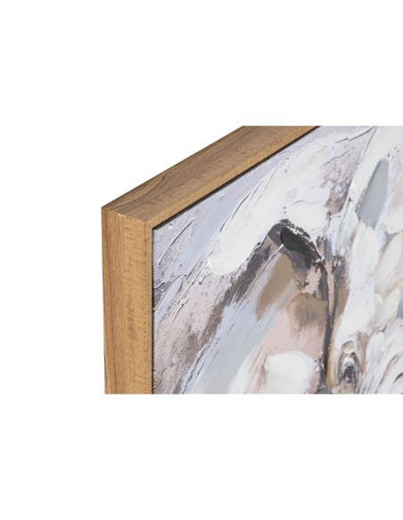 Cadre Home ESPRIT Blanc Marron Gris Eléphant Colonial 80 x 3,5 x 80 cm (2 Unités)