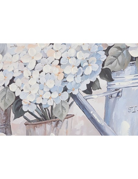 Cadre Home ESPRIT Bleu Gris Shabby Chic Hortensia 60 x 3 x 60 cm (2 Unités)