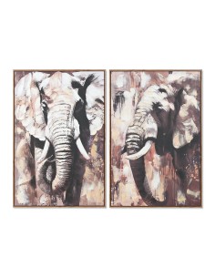 Cadre Home ESPRIT Marron Gris Eléphant Colonial 60 x 3,5 x 90 cm (2 Unités)
