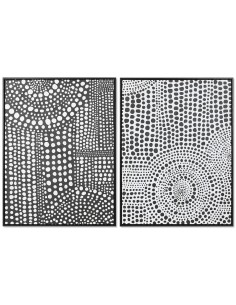 Cadre Home ESPRIT Blanc Noir Abstrait Moderne Laqué 60 x 3,5 x 80 cm (2 Unités)