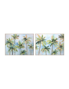 Cadre Home ESPRIT Bleu Vert Palmiers Tropical 120 x 3,5 x 90 cm (2 Unités)