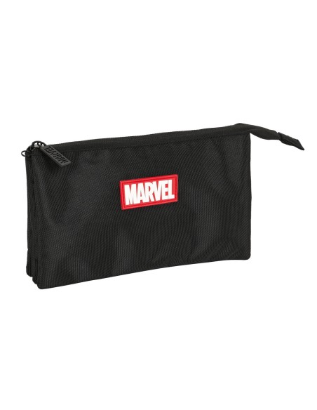 Trousse Fourre-Tout Triple Marvel Noir (22 x 12 x 3 cm)