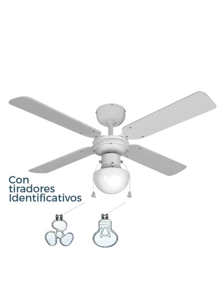 Ventilateur de Plafond avec Lumière EDM 33800 Caribe Blanc 50 W