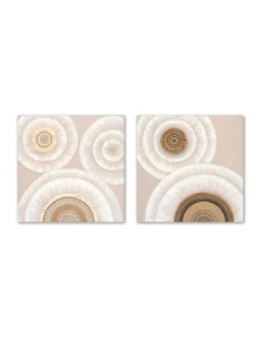 Cadre Home ESPRIT Blanc Beige Cercles Scandinave 80 x 3 x 80 cm (2 Unités)