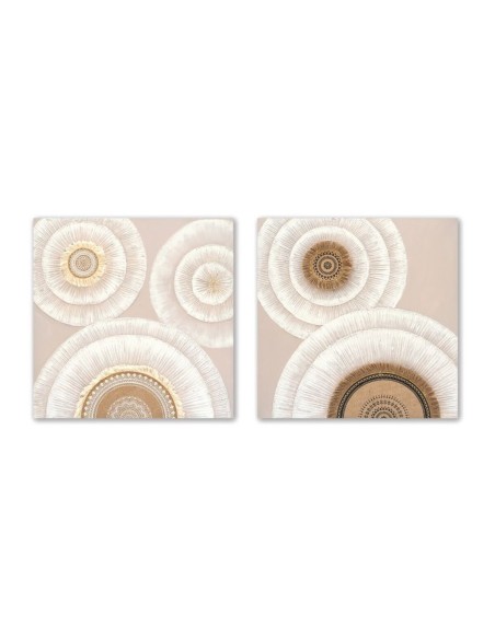 Cadre Home ESPRIT Blanc Beige Cercles Scandinave 80 x 3 x 80 cm (2 Unités)