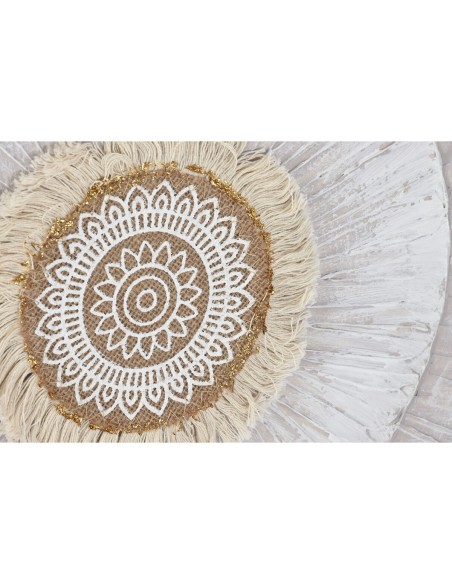 Cadre Home ESPRIT Blanc Beige Cercles Scandinave 80 x 3 x 80 cm (2 Unités)