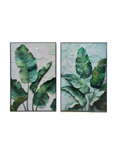 Cadre Home ESPRIT Vert Palmiers Tropical 80 x 3,5 x 120 cm (2 Unités)