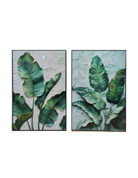 Cadre Home ESPRIT Vert Palmiers Tropical 80 x 3,5 x 120 cm (2 Unités)