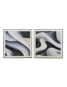 Cadre Home ESPRIT Blanc Noir Abstrait Moderne 80 x 3,5 x 80 cm (2 Unités)