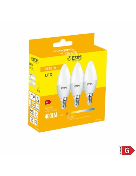 Pack de 3 ampoules LED EDM 98204 G 35 W 5 W 50 W E14 400 lm Ø 3,6 x 10 cm (3200 K)