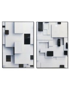 Cadre Home ESPRIT Blanc Noir Abstrait Moderne 80 x 3,5 x 120 cm (2 Unités)