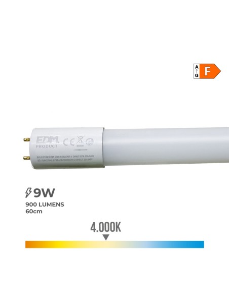 Tube LED EDM 31197 F 18 W 9 W G13 T8 900 Lm Ø 2,6 x 60 cm (4000 K)