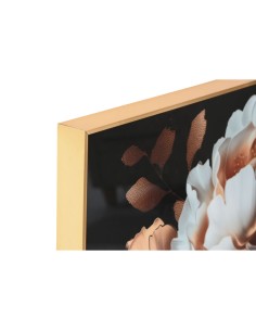 Cadre Home ESPRIT Blanc Noir Doré Fleurs 80 x 3,5 x 80 cm (2 Unités) 2