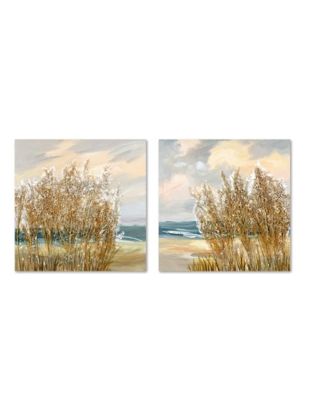Cadre Home ESPRIT Bleu Doré Plage méditerranéen 80 x 3 x 80 cm (2 Unités)