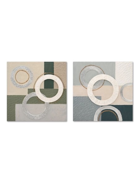 Cadre Home ESPRIT Bleu Vert Abstrait Urbaine 80 x 3 x 80 cm (2 Unités)