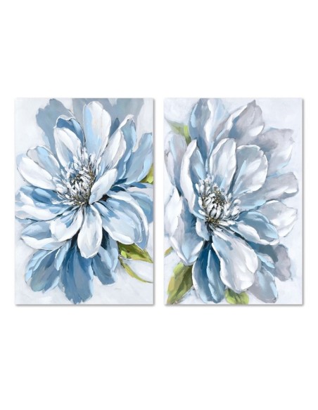 Cadre Home ESPRIT Bleu Fleur Traditionnel 60 x 3 x 90 cm (2 Unités)