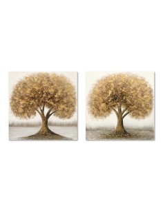 Cadre Home ESPRIT Doré Arbre Traditionnel 80 x 3 x 80 cm (2 Unités)
