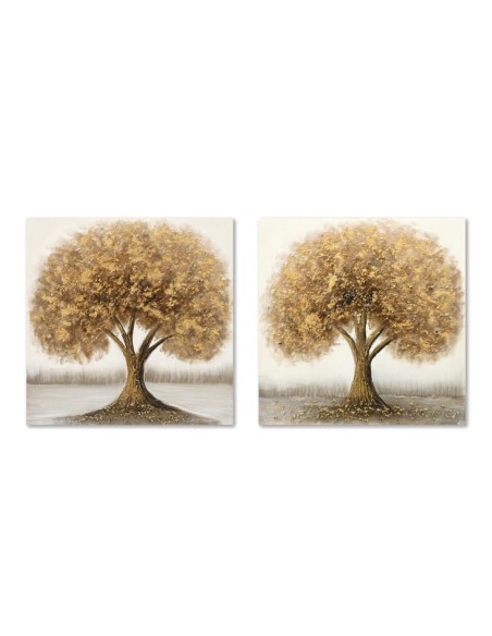 Cadre Home ESPRIT Doré Arbre Traditionnel 80 x 3 x 80 cm (2 Unités)