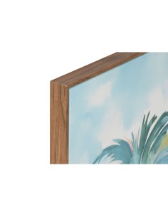 Cadre Home ESPRIT Bleu Rouge Vert Bleu ciel Palmiers Tropical 80 x 3,5 x 80 cm (2 Unités) 2