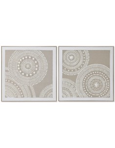 Cadre Home ESPRIT Blanc Beige Cercles Urbaine 82 x 4,5 x 82 cm (2 Unités)