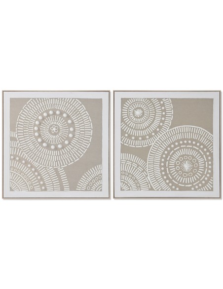 Cadre Home ESPRIT Blanc Beige Cercles Urbaine 82 x 4,5 x 82 cm (2 Unités)