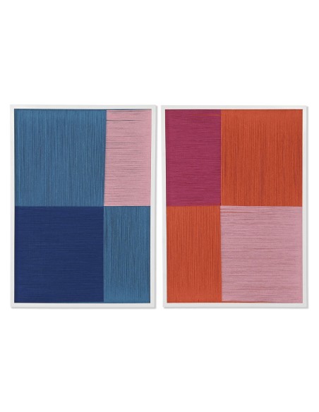 Cadre Home ESPRIT Bleu Orange Moderne Urbaine 50 x 2,5 x 70 cm (2 Unités)