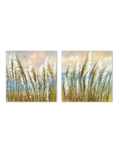 Cadre Home ESPRIT Bleu Doré Plage méditerranéen 80 x 3 x 80 cm (2 Unités)