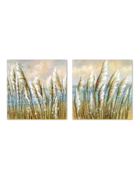 Cadre Home ESPRIT Bleu Doré Plage méditerranéen 80 x 3 x 80 cm (2 Unités)