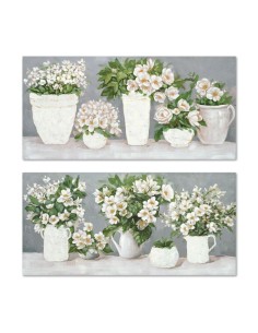 Cadre Home ESPRIT Blanc Gris Romantique 140 x 3 x 70 cm (2 Unités)
