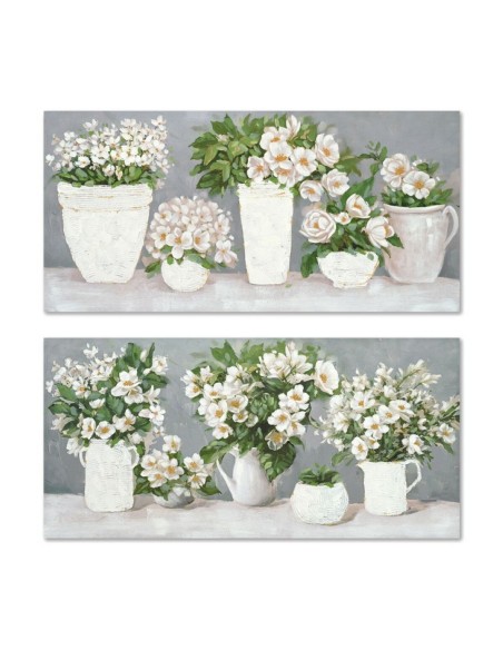 Cadre Home ESPRIT Blanc Gris Romantique 140 x 3 x 70 cm (2 Unités)