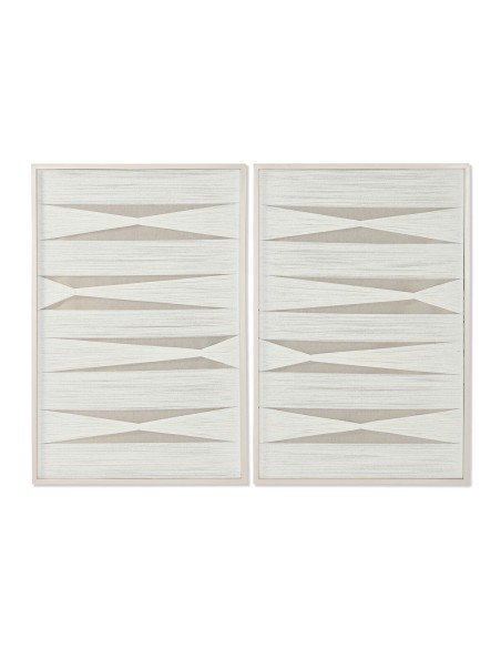Cadre Home ESPRIT Blanc Beige Moderne Urbaine 60 x 3 x 90 cm (2 Unités)
