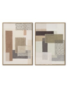 Cadre Home ESPRIT Marron Beige Abstrait Urbaine 50 x 3 x 70 cm (2 Unités)
