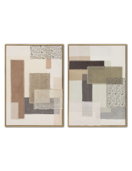 Cadre Home ESPRIT Marron Beige Abstrait Urbaine 50 x 3 x 70 cm (2 Unités)