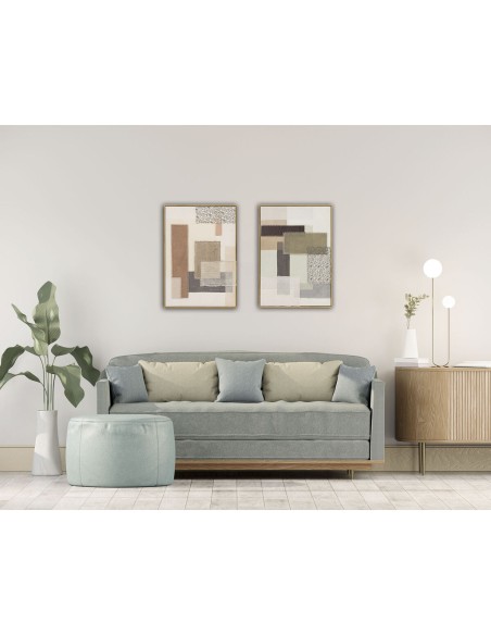 Cadre Home ESPRIT Marron Beige Abstrait Urbaine 50 x 3 x 70 cm (2 Unités)