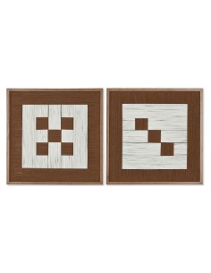Cadre Home ESPRIT Blanc Marron Beige Moderne Urbaine 50 x 3 x 50 cm (2 Unités)