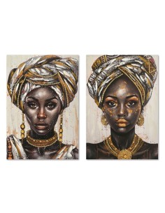 Cadre Home ESPRIT Noir Doré Colonial Africaine 60 x 3 x 90 cm (2 Unités)