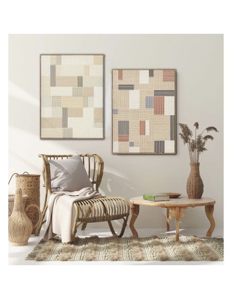 Cadre Home ESPRIT Marron Beige Vérifié Urbaine 60 x 3 x 80 cm (2 Unités)