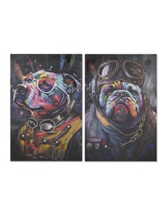 Cadre Home ESPRIT Noir Moderne Chien 60 x 3 x 90 cm (2 Unités)