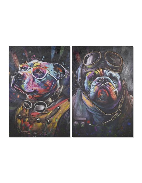 Cadre Home ESPRIT Noir Moderne Chien 60 x 3 x 90 cm (2 Unités)