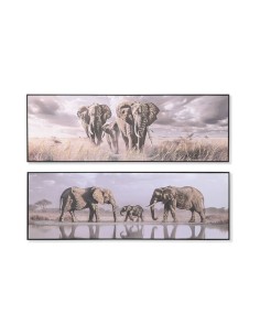 Cadre Home ESPRIT Beige Gris Eléphant Colonial Paillettes 150 x 4 x 50 cm (2 Unités)