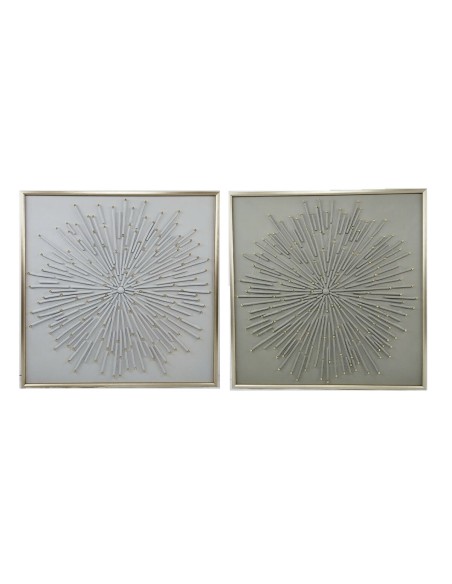 Cadre Home ESPRIT Blanc Beige Abstrait Moderne 100 x 3,5 x 100 cm (2 Unités)