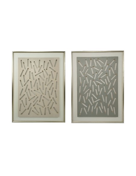 Cadre Home ESPRIT Vert Beige Doré Moderne Urbaine 90 x 3,5 x 120 cm (2 Unités)
