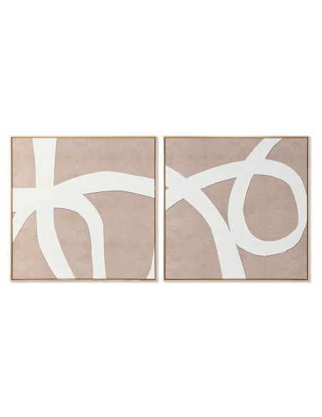 Cadre Home ESPRIT Blanc Beige Abstrait 103 x 4,3 x 103 cm (2 Unités)
