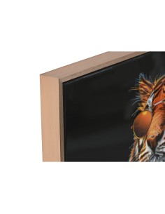 Cadre Home ESPRIT Noir Turquoise Tigre Laqué 60 x 3,5 x 60 cm (2 Unités) 2