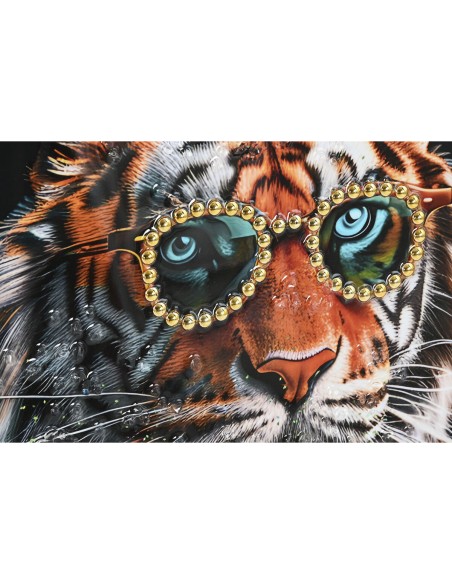 Cadre Home ESPRIT Noir Turquoise Tigre Laqué 60 x 3,5 x 60 cm (2 Unités)
