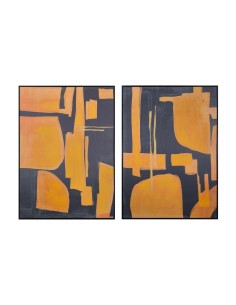 Cadre Home ESPRIT Bleu Orange Abstrait Urbaine 103 x 4,5 x 143 cm (2 Unités)