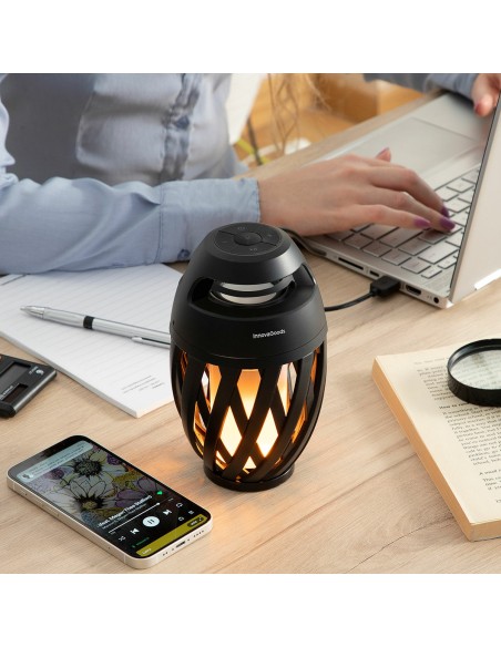 Haut-Parleur Sans Fil avec LED Effet Flamme Spekkle InnovaGoods