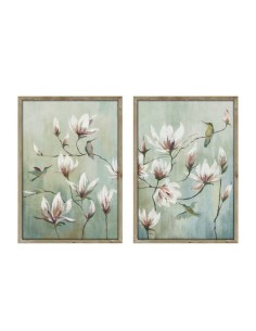 Cadre Home ESPRIT Bleu Blanc Fleurs Oriental 50 x 2,5 x 70 cm (2 Unités)
